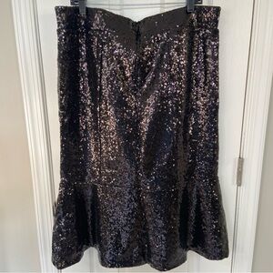 Torrid x Sylvia Mollie Ponte Flared Black Sequin Midi Skirt Size 18 NEW with Tag